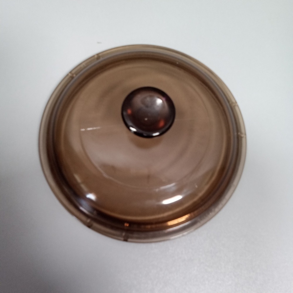 Pyrex Visions Amber Glass Replacement Lid V-1-C Brown‎ 6.25 Inch Round V1C USA
